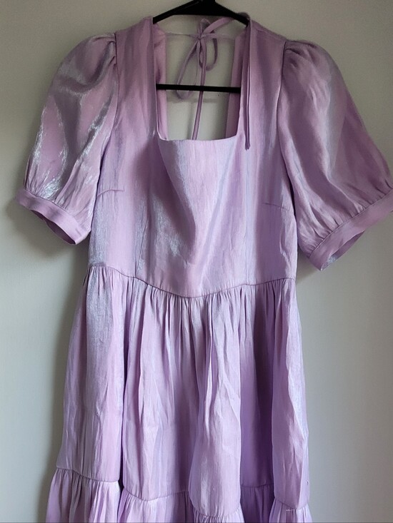 Dangerfield Dresses & Skirts - Dangerfield Womens Lilac Puff Sleeve Dress - Elegant Square Neck Size 10